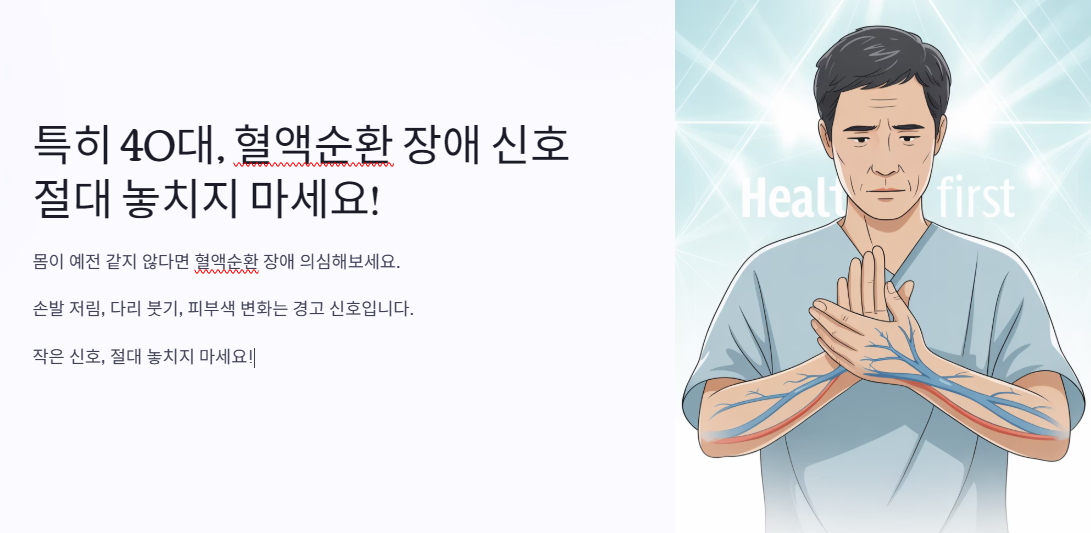 특히 40대, 혈액순환 장애 신호 절대 놓치지 마세요!