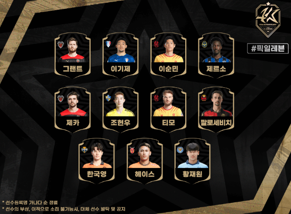 팀 K리그 팀 명단 사진 이미지 입니다.