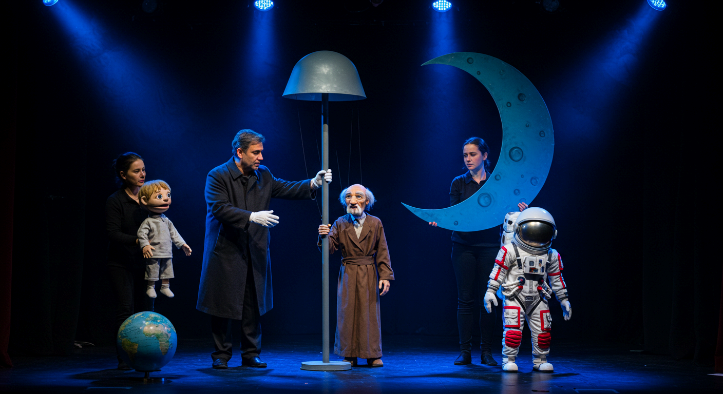 배우와 함께하는 인형극 (이미지: Midjourney기반 직접제작 / Photoshop 편집) * 본 이미지는 특정 브랜드 및 회사 또는 상업적 IP와 관련 없는 독창적인 창작물입니다.