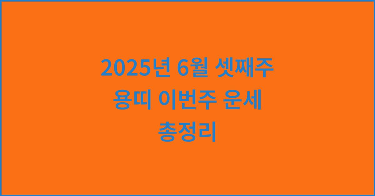 2025년 6월 셋째주 용띠 이번주 운세