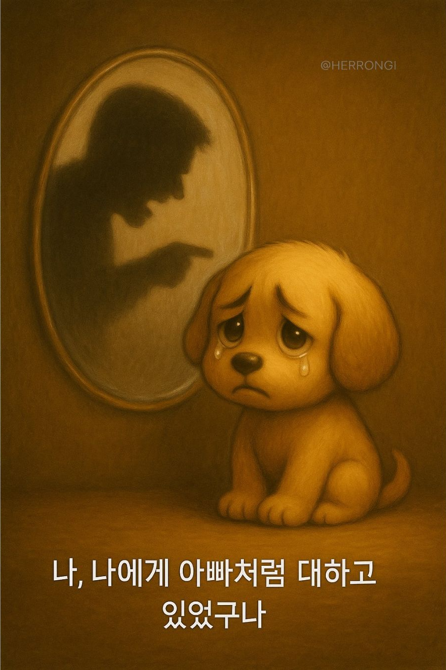 거울 속에 비친 아빠의 그림자를 마주한 나의 내면아이