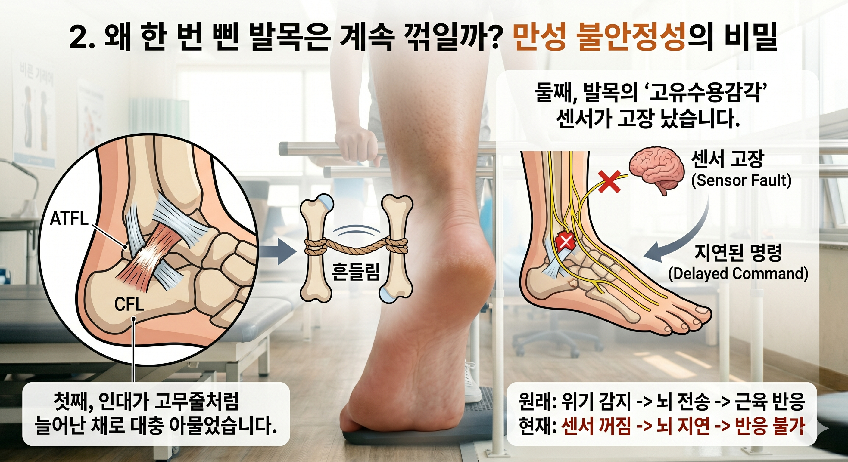 왜 한 번 삔 발목은 계속 꺾일까? 만성 불안정성의 비밀