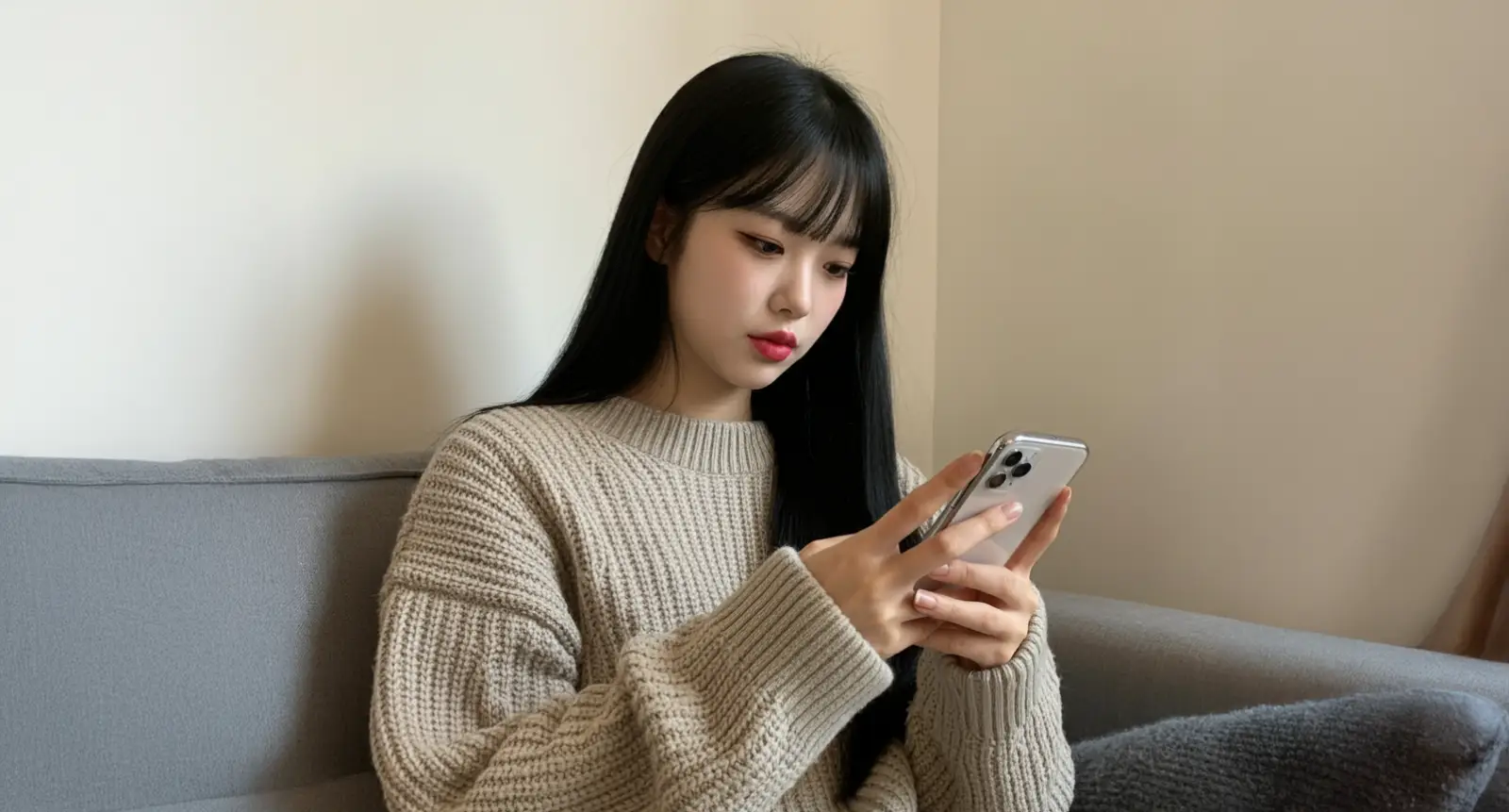 메신저를 사용중인 여성