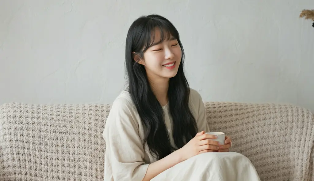 소파에 앉아있는 여성