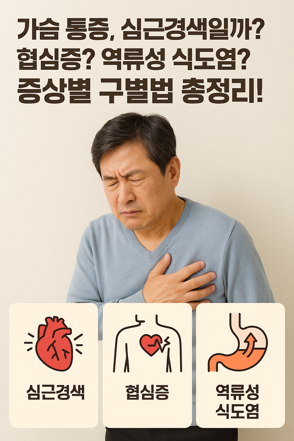 가슴 통증, 심근경색일까? 협심증? 역류성 식도염? 증상별 구별법 총정리!