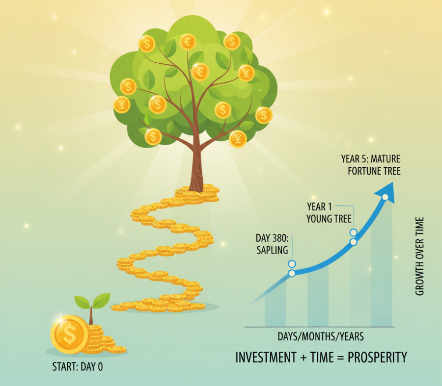 alt="복리 효과로 자산이 성장하는 이미지"