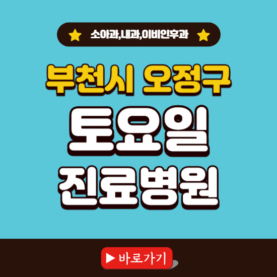 부천시 오정구 토요일 진료 병원 찾기 ❘ 주말 문여는 소아과, 내과, 이비인후과 리스트