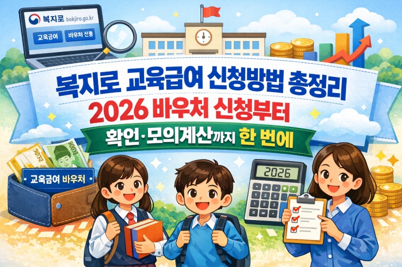 복지로 교육급여 신청 바우처 방법 확인 모의계산