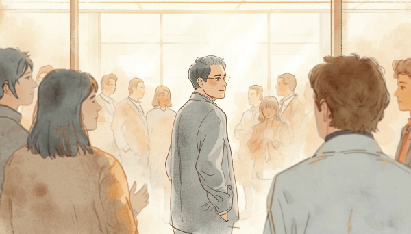 ISTP는 쉽게 휩쓸리지 않는 사람이다. 누군가 강하게 말해도, 분위기가 한쪽으로 몰려가도, 일단은 스스로 확인하려 한다에 관한 그림입니다