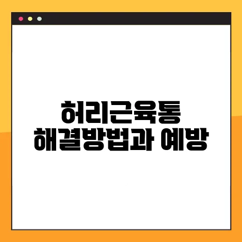 허리근육통 해결방법과 예방