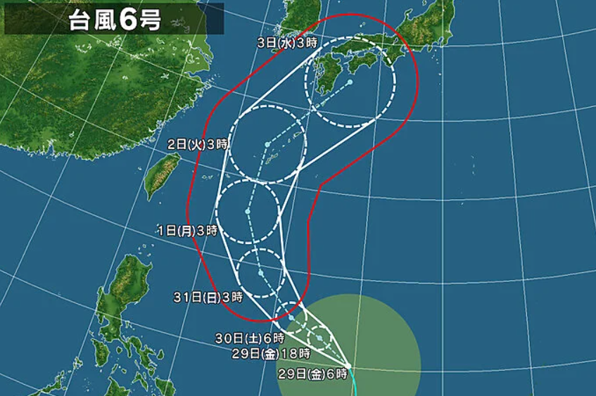 6호 태풍 장미 경로-일본 기상청