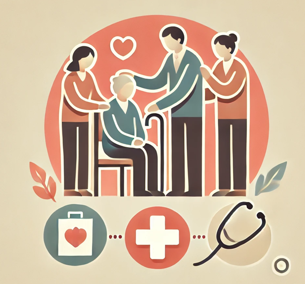 치매 환자와 가족을 지원하는 내용을 표현한 이미지