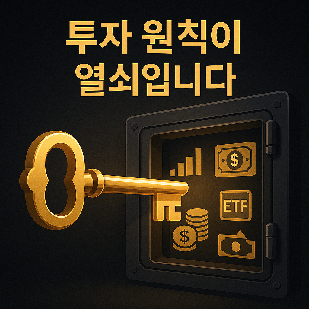 투자 원칙을 열쇠로 표현한 상징 이미지