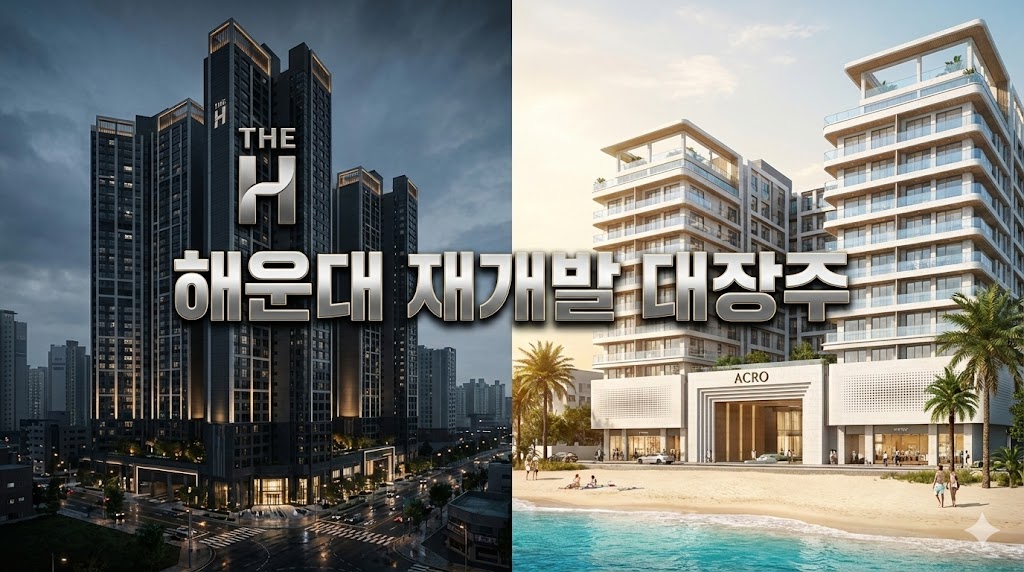 해운대 재개발 대장주 우동3구역 디에이치와 중동5구역 아크로 조감도 비교 썸네일