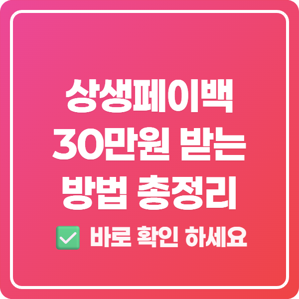 상생페이백 30만원 받는 방법 총정리