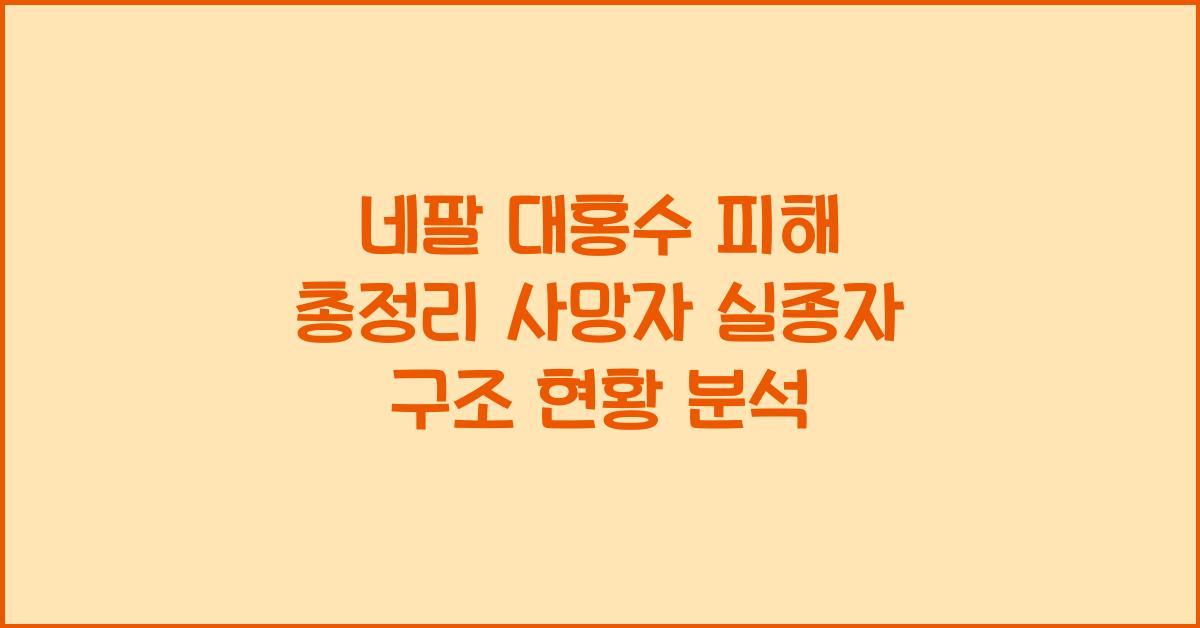네팔 대홍수 피해 총정리 원인 사망자 실종자 구조 현황