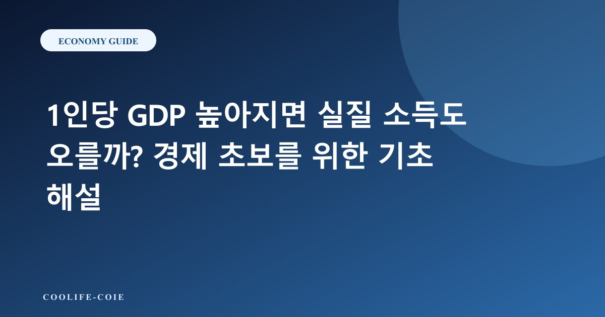 1인당 GDP 높아지면 실질 소득도 오를까? 경제 초보를 위한 기초 해설