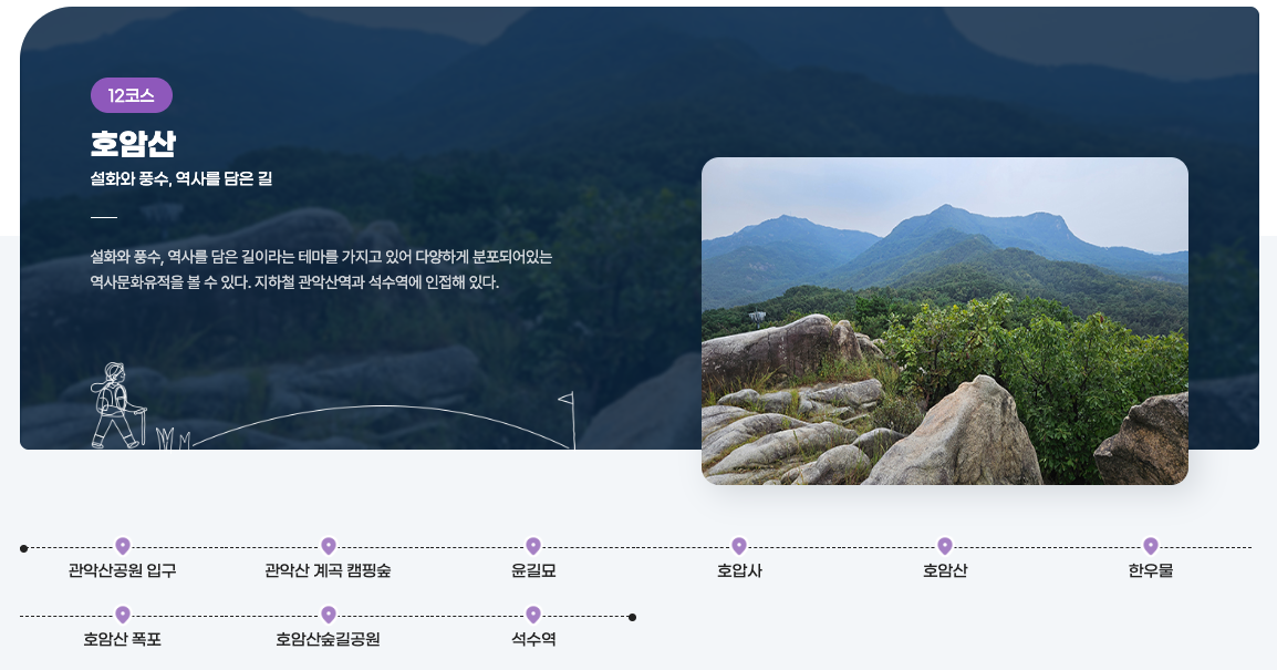 서울둘레길 12코스 호암산 등산 트레킹 지도 산책 걷기 코스