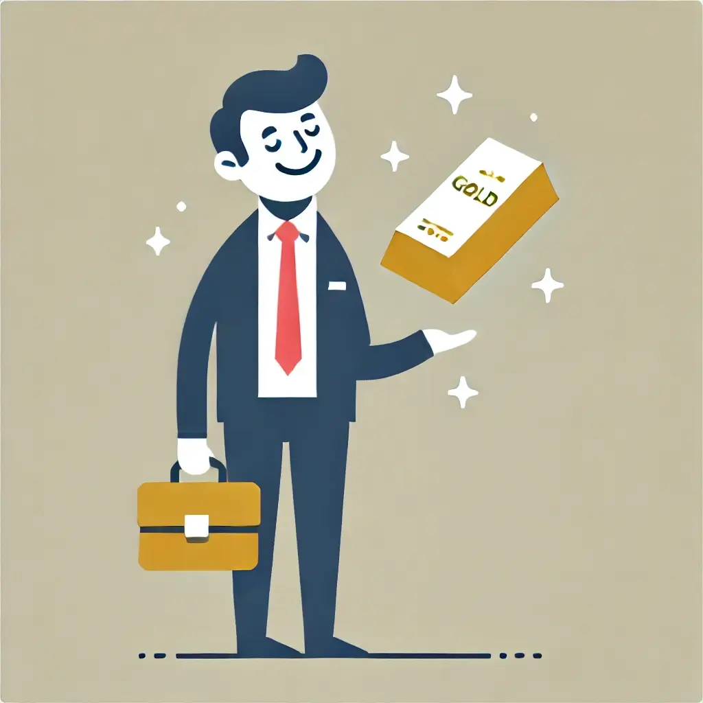 골드바를 보며 미소 짓는 자산가