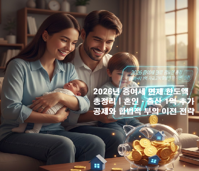 2026년 증여세 면제 한도액 총정리|혼인·출산 1억 추가 공제와 합법적 부의 이전 전략