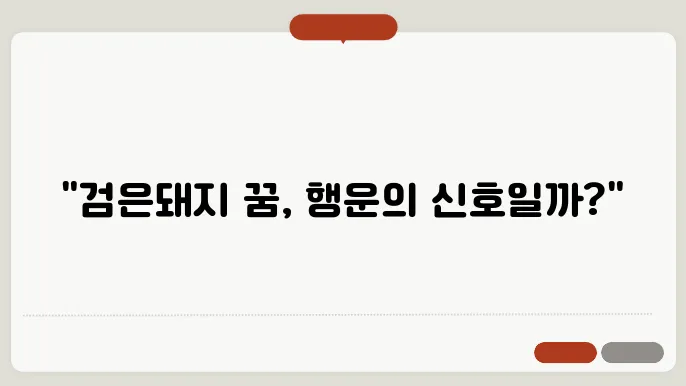 검은새끼 돼지 꿈해몽