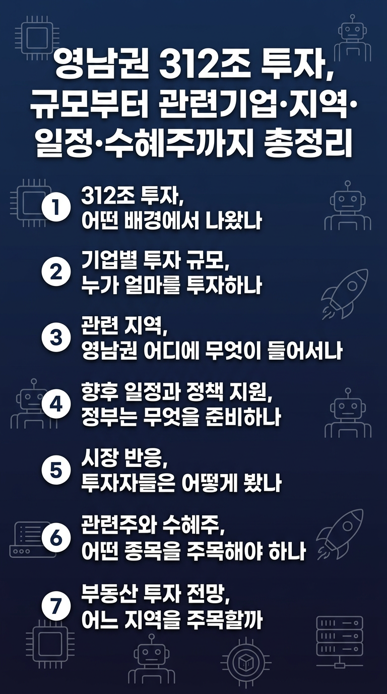 영남권 312조 투자, 규모, 관련기업, 지역, 일정, 위치, 반응, 관련주, 수혜주, 부동산 투자 전망