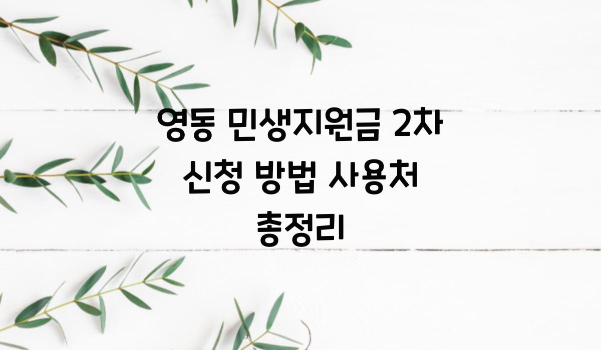 영동 민생지원금 2차 신청 방법 사용처 총정리