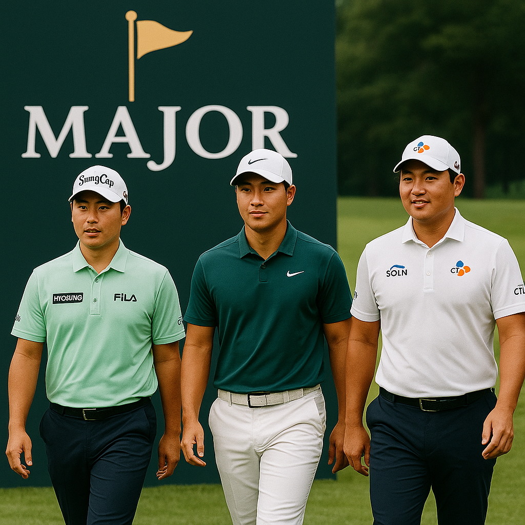 골퍼들이 필드를 걷고 있는 사진