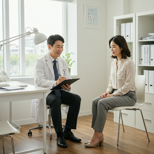 환자와 의사가 상담하는 모습