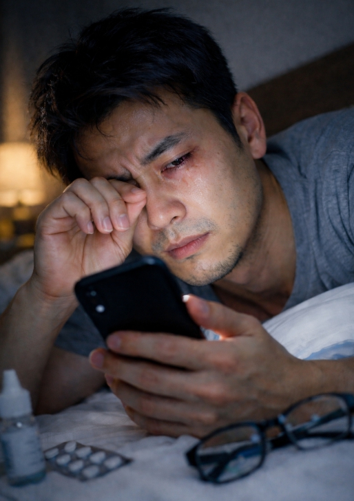 어두운곳에서 스마트폰 사용사진