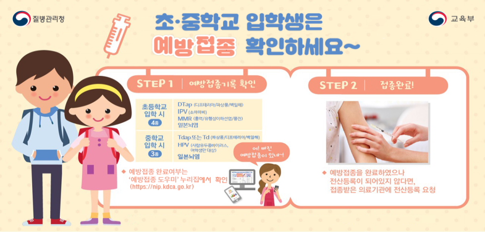 초&middot;중학교 입학생 예방접종 확인사업