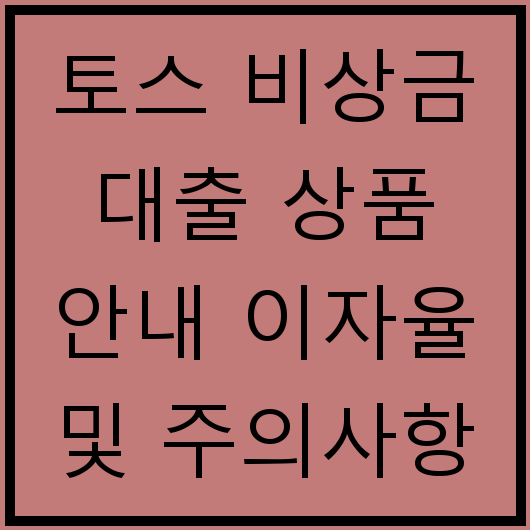 토스 비상금 대출 상품 안내 이자율 및 주의사항