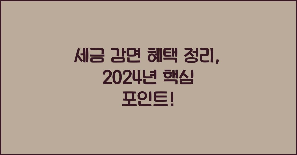 세금 감면 혜택 정리