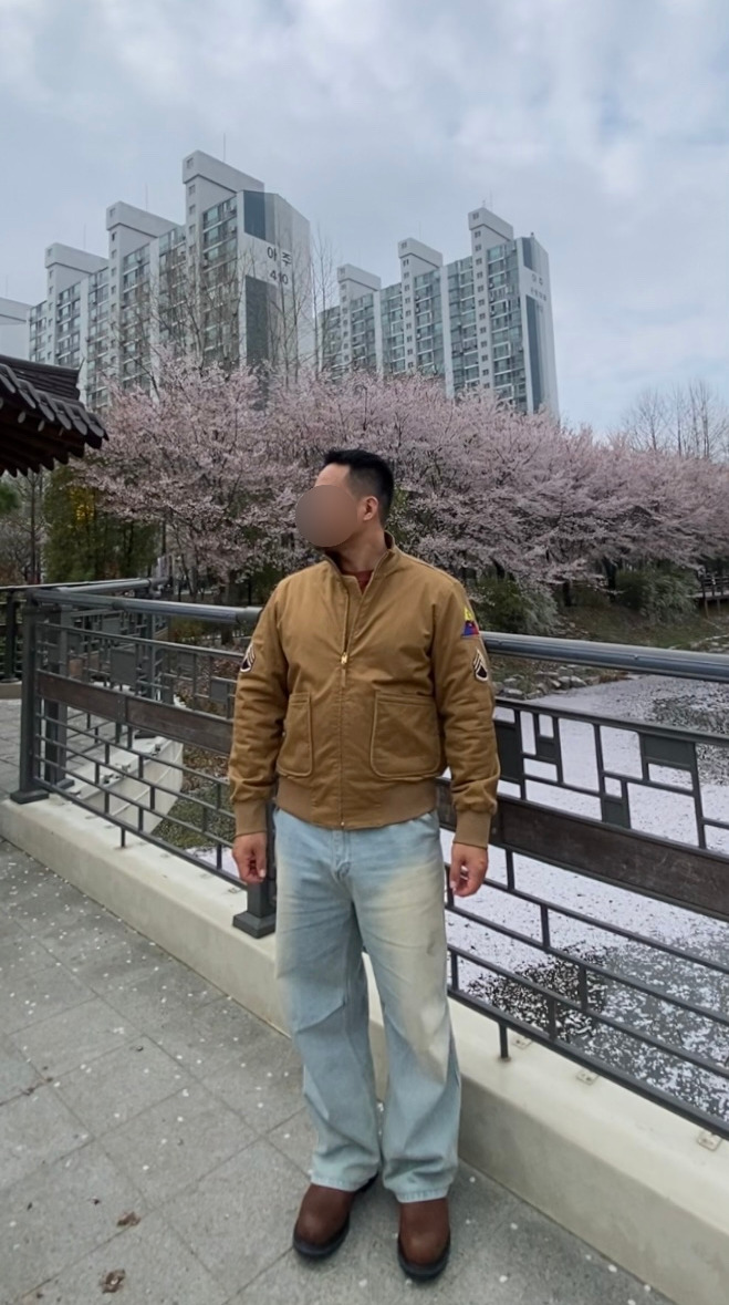 데일리룩('26. 4. 10.)MADEN 퓨리 탱커자켓 아메카지 밀리터리 복각 점퍼, 에러스익셉티드 와이드 연청 데님 팬츠, 레드윙 페코스 11인치 2231 웨스턴부츠 엔지니어부츠