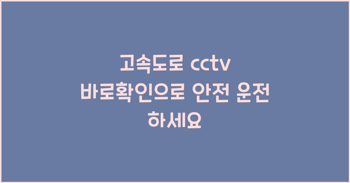 고속도로 cctv 바로확인
