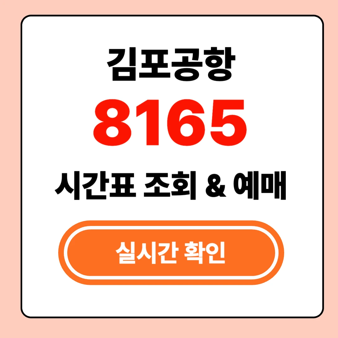 김포공항 8165 리무진버스 최신 시간표 확인