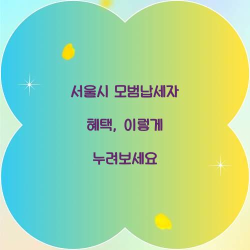 서울시 모범납세자 혜택