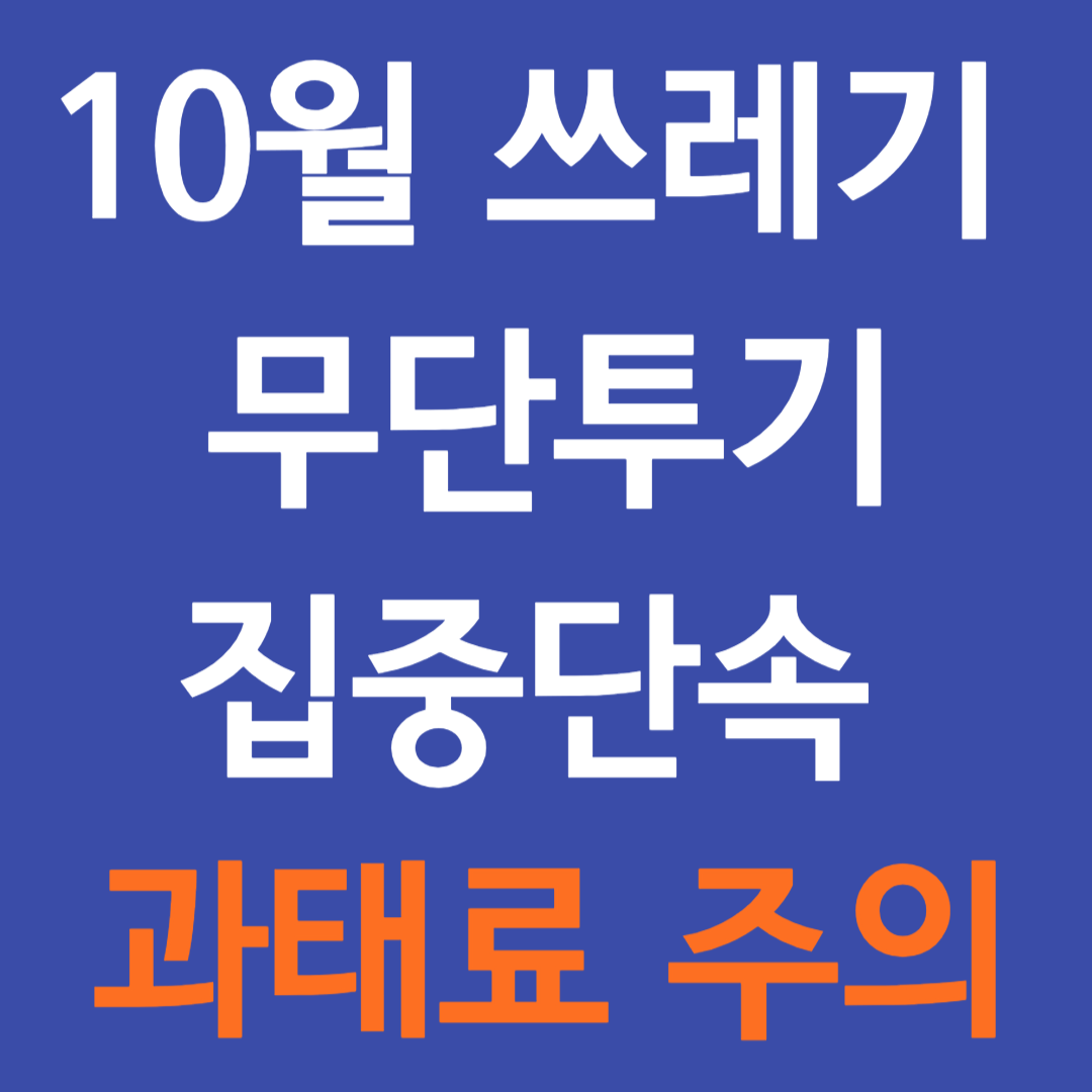 10월 쓰레기 무단투기 집중단속