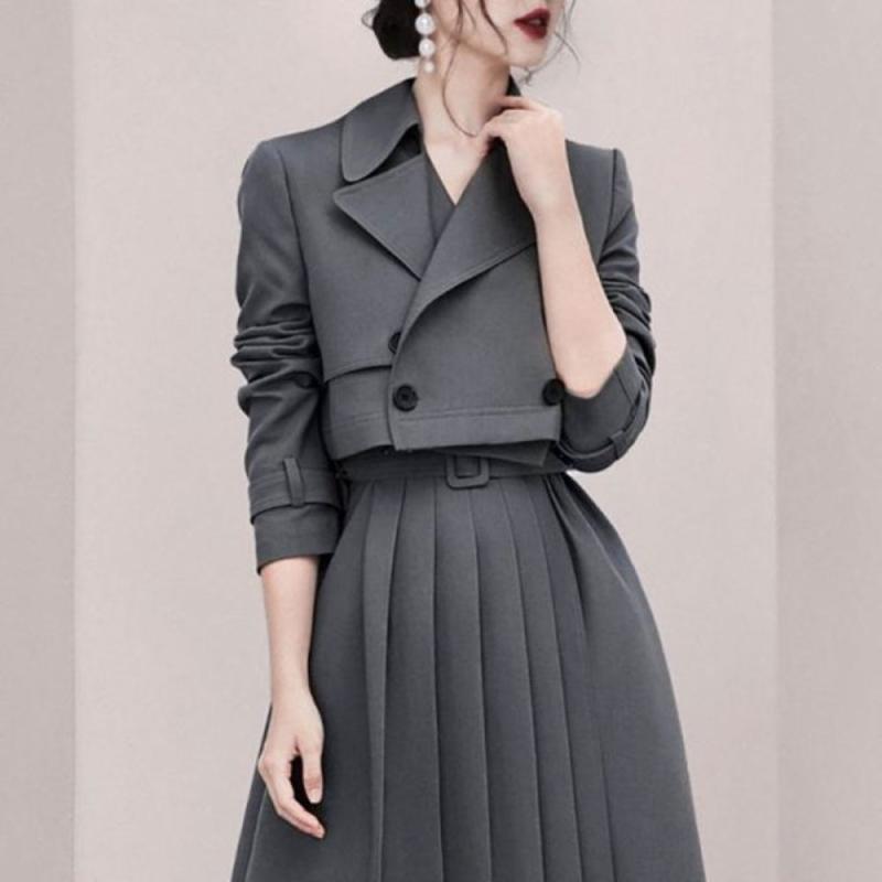 치마 주름치마 크롭 여성 가을 정장세트 자켓