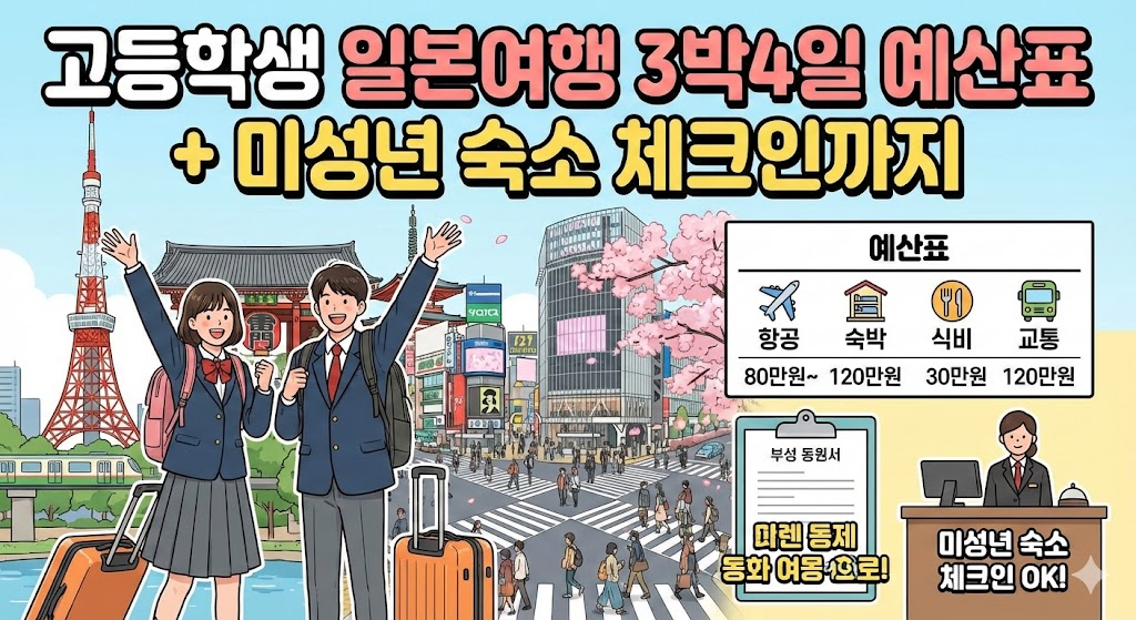 고등학생 일본여행 경비 얼마 필요할까? 학생 일본여행 비용 3박4일 예산표 + 미성년 숙소 체크인까지