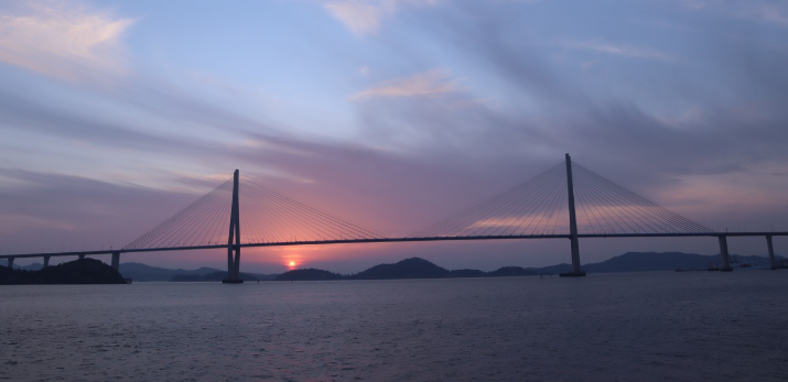 목포 바다 일몰 다리 이미지