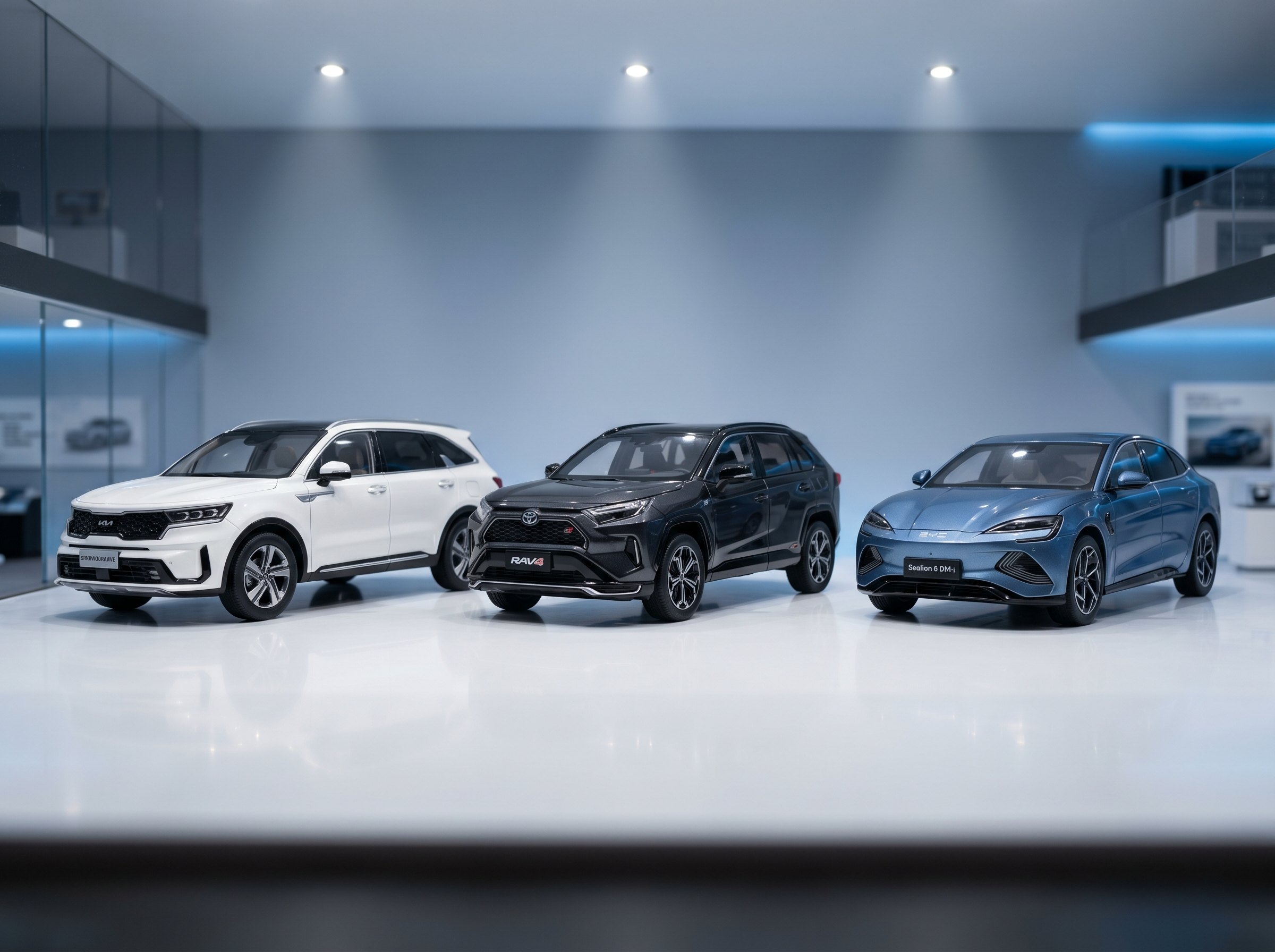 쏘렌토 하이브리드 라브4 PHEV 씨라이언6 중형 SUV 비교