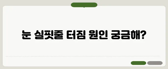 눈 실핏줄이 터지는 이유 스트레스 때문일까?