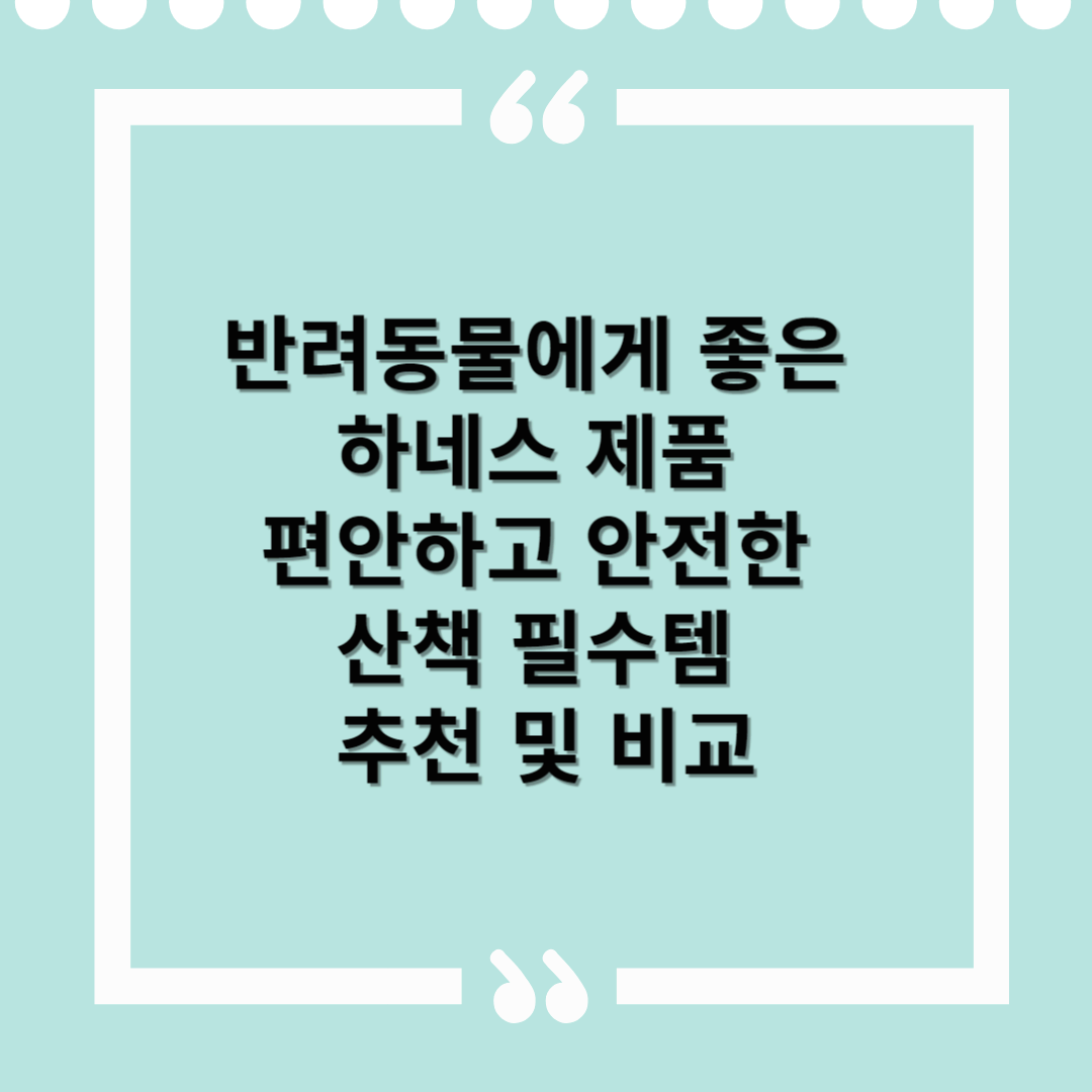 반려동물에게 좋은 하네스 제품 추천 및 비교 – 편안하고 안전한 산책 필수템!
