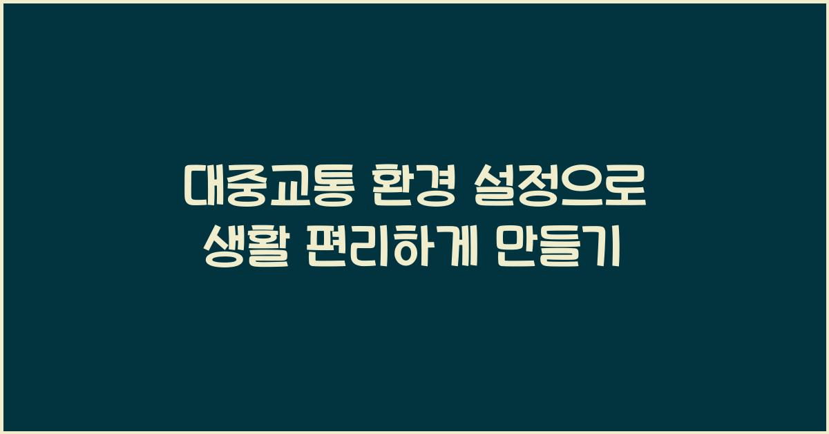 대중교통 환경 설정