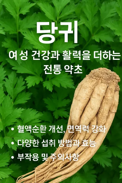 당귀 뿌리와 신선한 잎