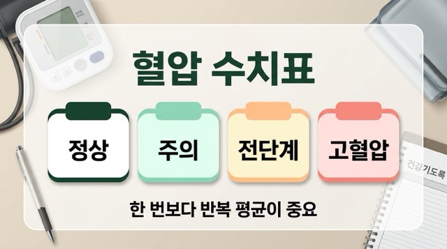 혈압 수치표 정상 주의 전단계 고혈압 단계 비교