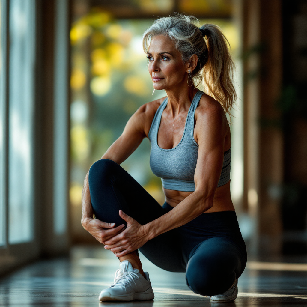 건강하고 날씬한 운동하는 70대 여성 사진