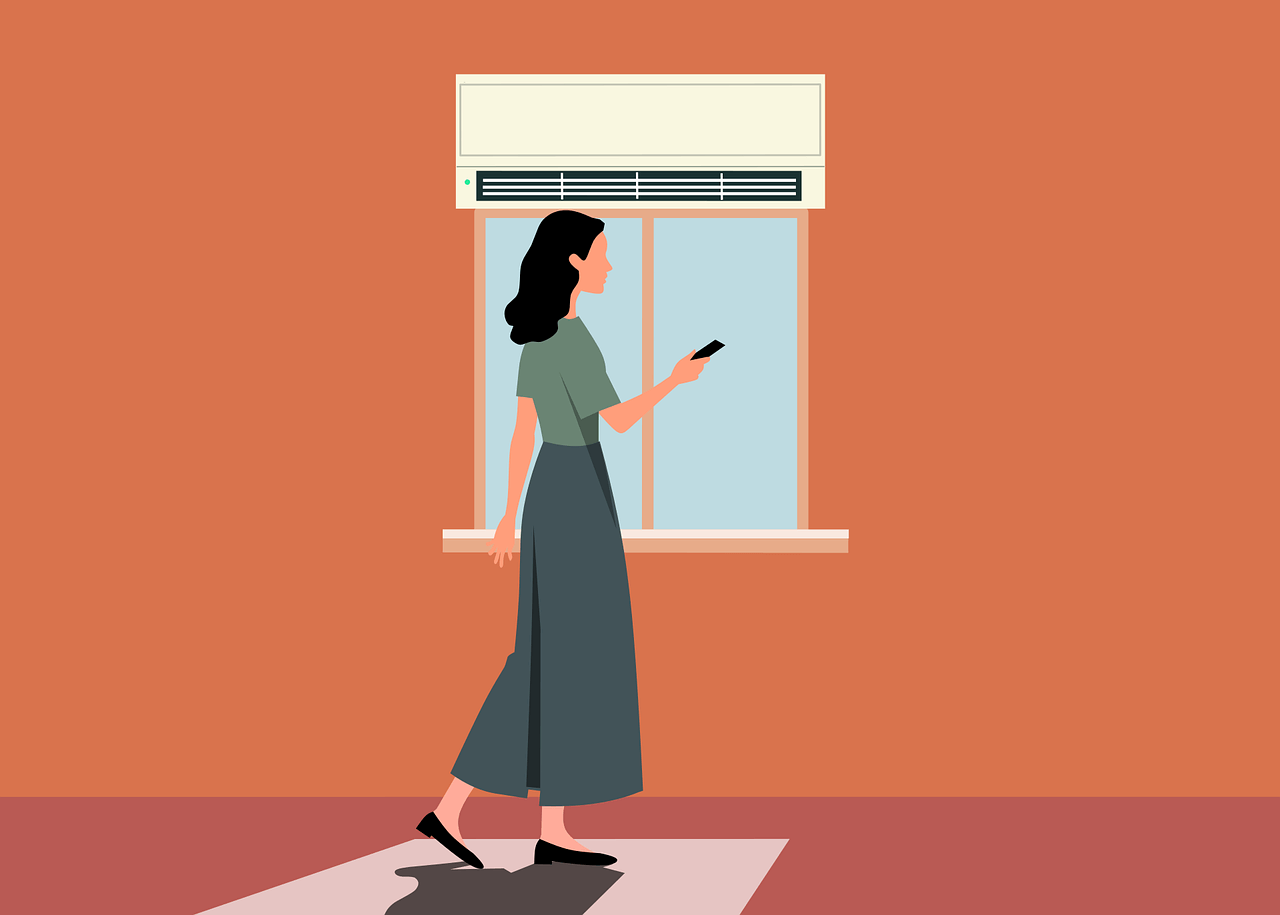 에어컨 사용하는 여자
