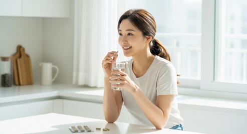 자극적인 음식을 피하는 식사 장면
